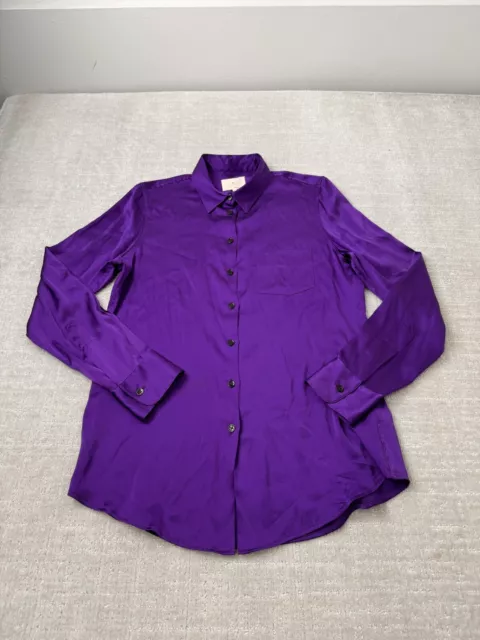 Band of Outsiders Blouse Women 2 Purple Silk Boy. Made in Italy Button 3