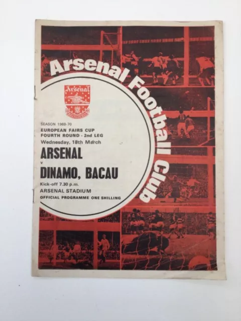 1969/70 European Fairs Cup- Arsenal v Dinamo Bacau -18th March 4th Round 2nd Leg