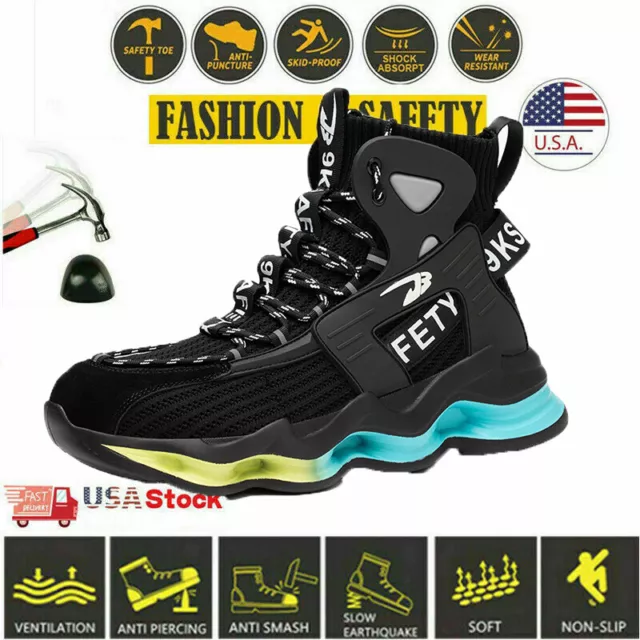 Mens Safety Shoes Non-Slip Hiking Boots Indestructible Steel Toe Work Boots
