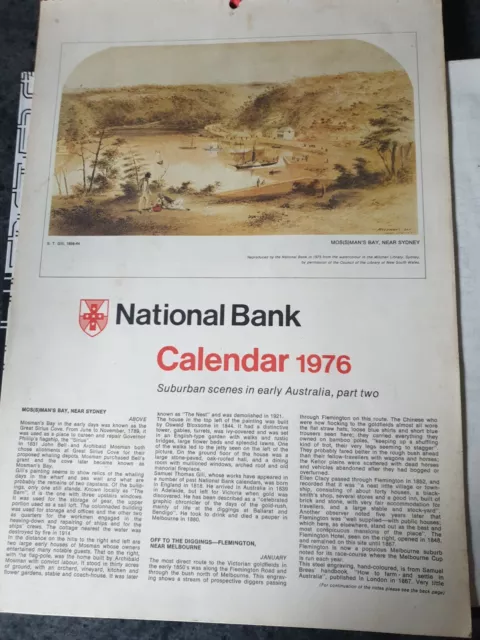 Vintage National Bank Calendar 1976 Good Condition, No Tears or Writing