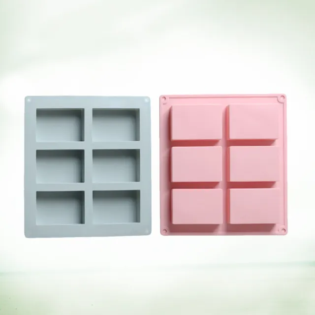 2 piezas 6 moldes de jabón rectángulo cuadrado de resina de silicona de 6 cavidades