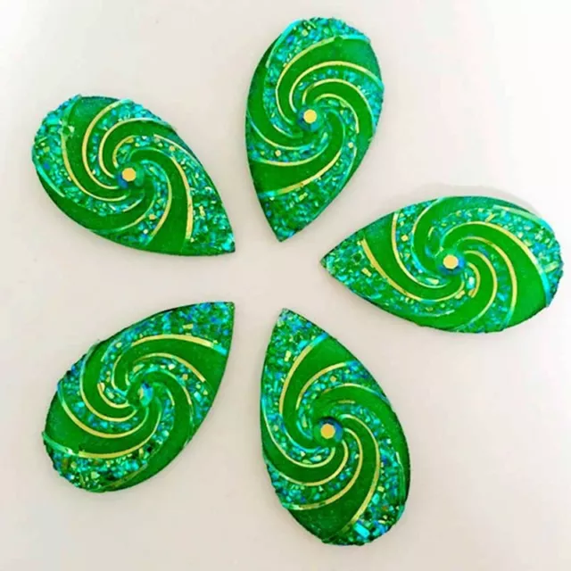 15 Stck. ausgefallener Tropfen 27 mm Glitzer Tropfen Pfau Auge Harz Glitzer Wirbel Schmuck Ma 2