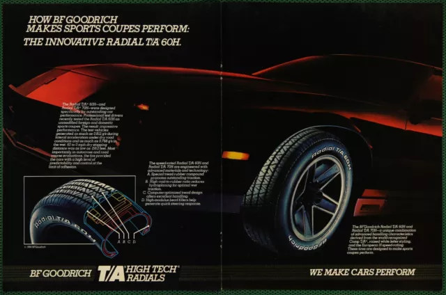 BF Goodrich High Tech Radial T/A 60H Tires Camaro Z28 Vintage Print Ad 1984