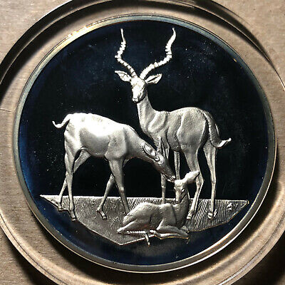 1971 Franklin Mint East African Impalas .925 Silver Proof Medal
