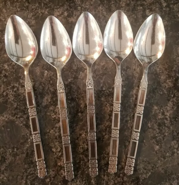 Lot Of 5 Oneida Community MADRID Stainless Flatware Teaspoons Faded Black