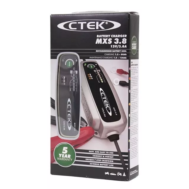 CTEK Chargeur MXS3.8 12V 3.8A mainteneur recupérateur de batterie de 1.2 à 85ah