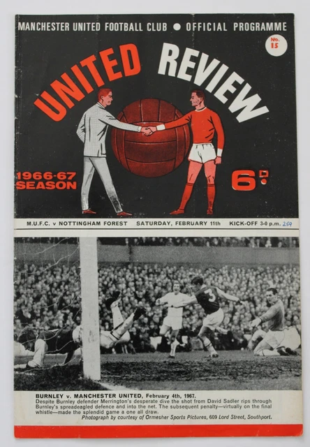 MANCHESTER UNITED v NOTTINGHAM FOREST DIVISION 1 1966/67 11/2/1967 (Ref 2673)