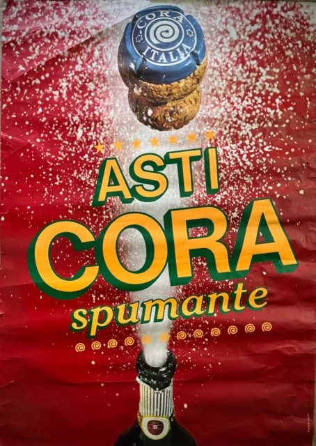 ASTI CORA SPUMANTE-Manifesto affiche pubblicitario originale- ' 80 -