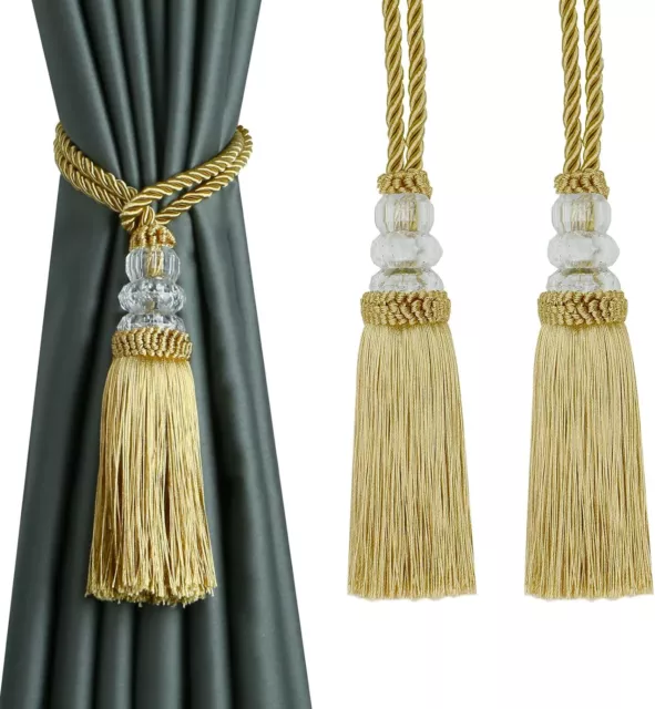 Curtain Tiebacks with Tassel Antique Elegant Decorative  2 Pack (2, Gold)