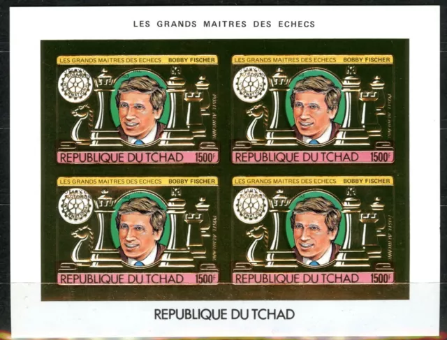 Tschad 1983 Schach Bobby Fischer Rotary Gold Foil Gold Michel 1029 Ab 160 Euro