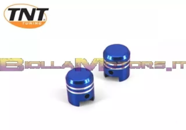 252001 COPPIA TAPPI VALVOLE RUOTA TNT PISTON blu anodizzato