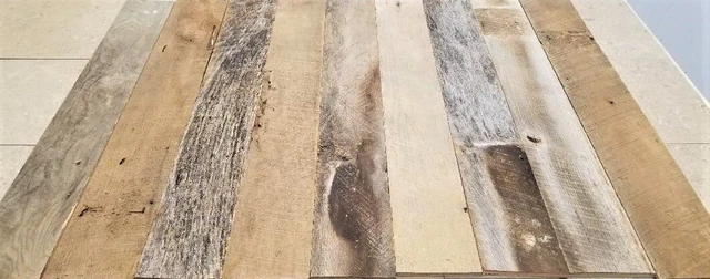 9 Pcs Reclaimed Oak  Resawn Barn Lumber Wood Boards