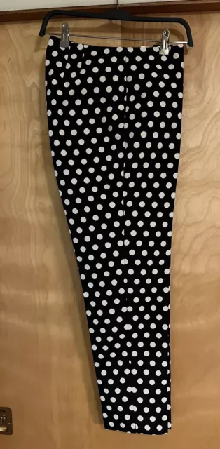 NWT RSVP by Talbots Womens Dot Textured  Pants Black & Cream Sz 8 Cotton Blend