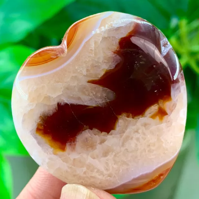 40G Natural crystal cave red agate hand-carved heart-shaped quartz reiki healing