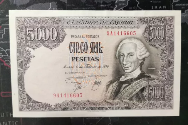 Billete de 5000 pesetas 1976 serie especial 9A ebc