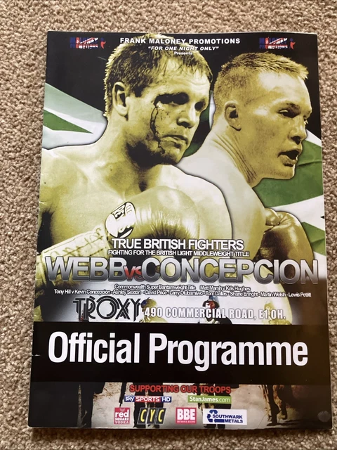 BRITISH TITLE FIGHT Sam Webb David Price Boxing Programme And Ticket £4 ...