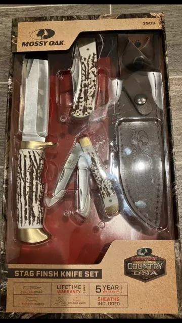 MOSSY OAK STAG Finish (3) Knives Set (Lifetime Warranty) With Sheaths  $50.00 - PicClick