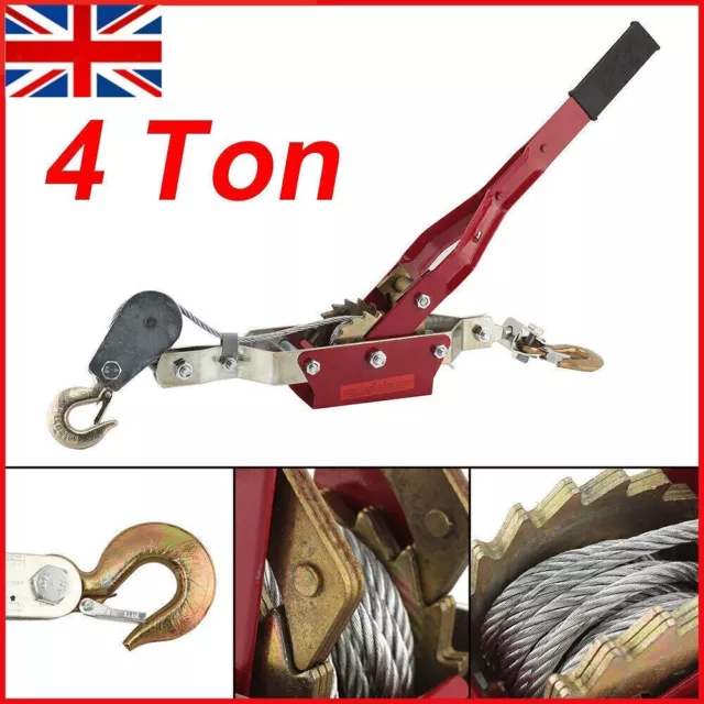 4 Ton Heavy Duty Cable Puller Hand Winch Fencing Turfer For Car Boat Trailer