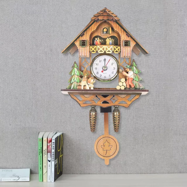 Vintage Germany Forest Cuckoo Clock Wooden Wall Clock Set With Pendulum Black US