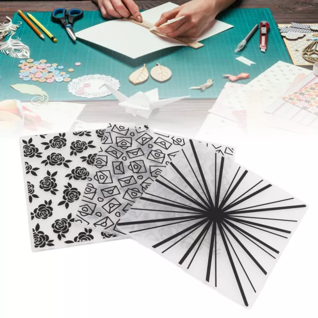 3Pcs Embossing Folders Plastic Decorative Templates DIY Scrapbooks Cards Kit 2BD