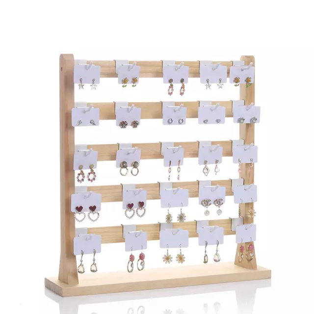 Wooden Earrings Display Stand with Hooks Jewelry Rack Jewelry Organizer for