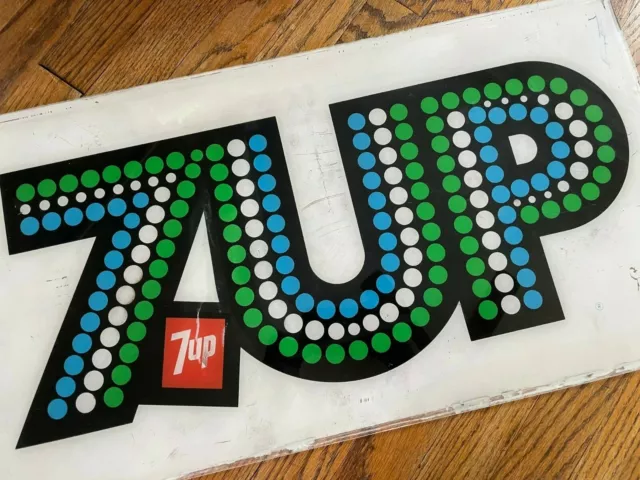 Vintage 1970s 7up Soda Pop Plastic Acrylic Store Display Advertising Sign 27” 2