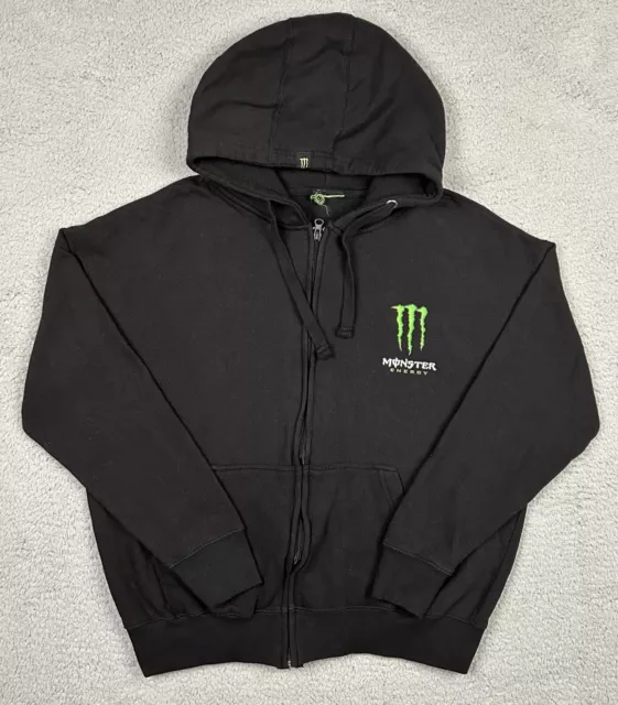 Monster Energy Women's Full Zip Up Sweatshirt Black Long Sleeve Size XL