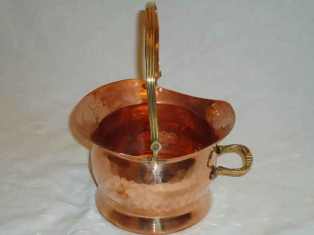 Copper & Brass Small Coal Bucket Victorian Style plant pot Cooking /Farm house s 3