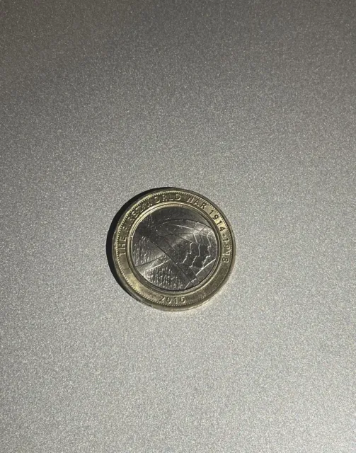 First World War £2 Pound coin 2016, Very Rare, 1914-1918, Circulated  MINT ERROR