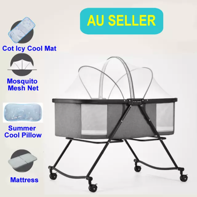 Baby Mobile Foldable Travel Bed Portable Crib Rocking Bassinet Sleeper Sleep Cot