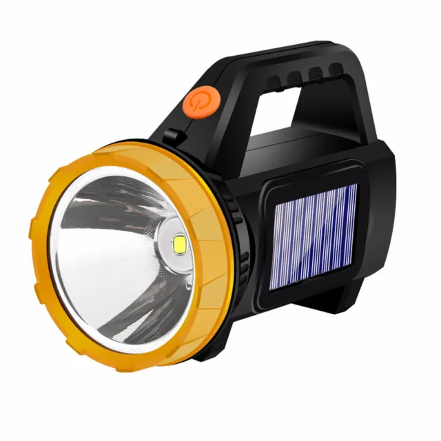 Solar LED Flashlight Searchlight USB Rechargeable Side Light Outdoor Portable