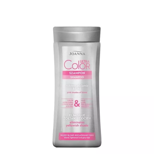 Champú rosa Joanna Ultra Color System para cabello rubio iluminado y gris 200 ml