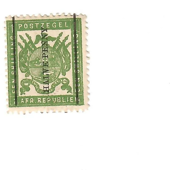 South Africa Transvaal 1885 1/2 d on one shilling (reading up) green mint