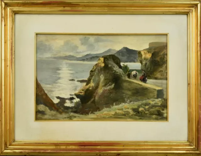 Scuola Italiana Del Xx Secolo Quadro Dipinto Olio Marina Paesaggio Costiero Raro