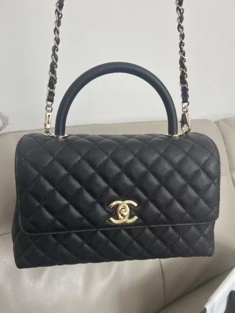 BLACK CAVIAR CHANEL coco handle medium bag with gold HW, 2022 with  microchip. £4,500.00 - PicClick UK