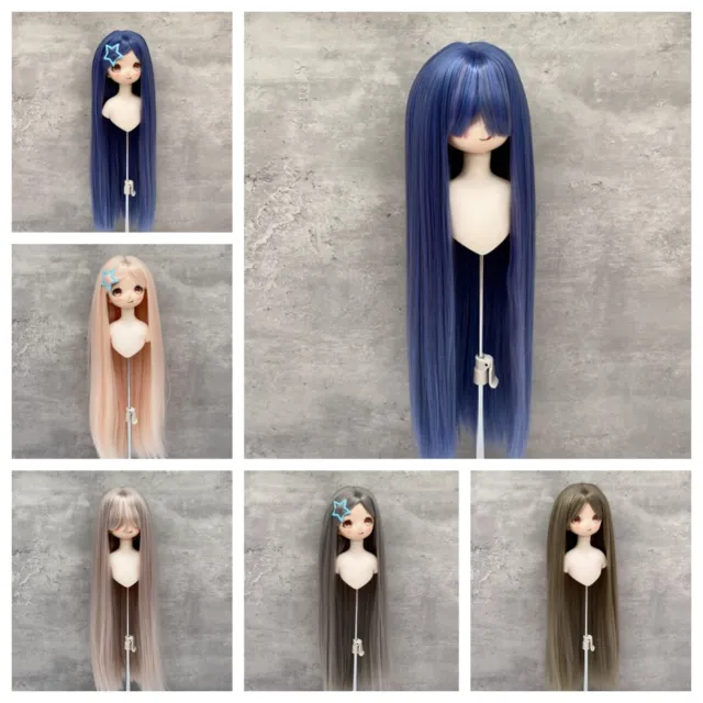 Doll's Long Straight Hair w/Long Bangs Wigs for 1/3 1/4 1/6 BJD SD Doll DIY