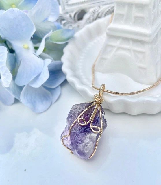 Natural Gemstone Necklace Chakra Stone Pendant Energy Healing Crystal with Chain 8