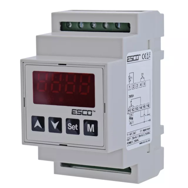 TEMPERATURREGLER DIN Hutschiene Digital Thermostat fühler 150°C 20A 230V 12V 24V 3