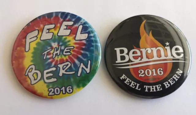 (2) Bernie Sanders 2016 Presidential Candidate DEMOCRAT PIN-BACK BUTTON