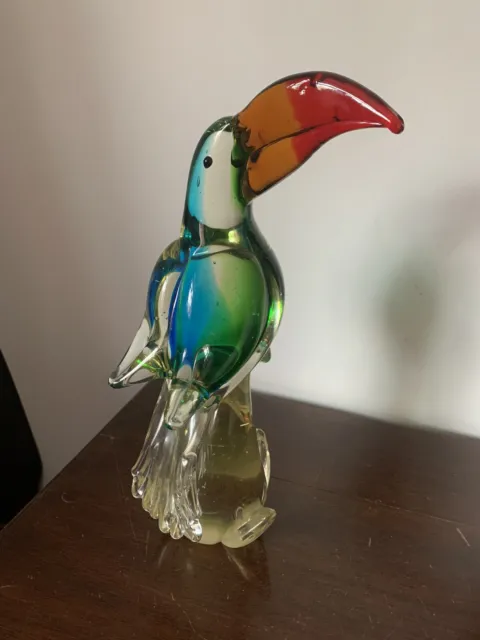 Large Heavy Murano Glass Coloured Toucan
