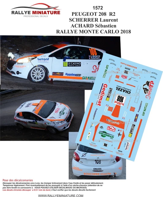 Décalcomanies 1/32 Peugeot 208 Breen Rallye Monte Carlo 2015 WRC - Référence 1678 | Décalcomanies Modélisme Rallye