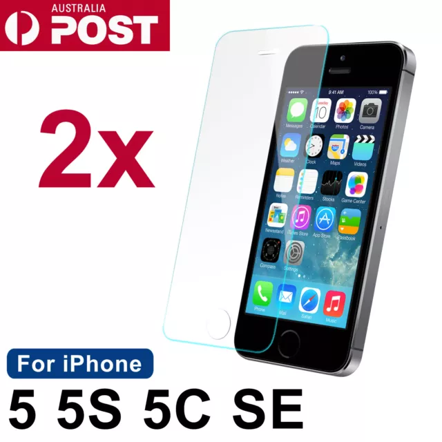 2x Scratch Resist Tempered Glass Screen Protector for Apple iPhone 5S 5C se 1st