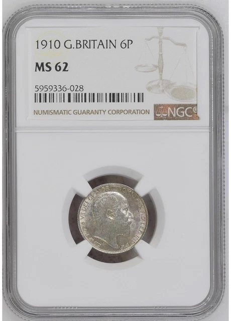 1910 Sixpence (NGC-MS-62)-Edward VII Superb