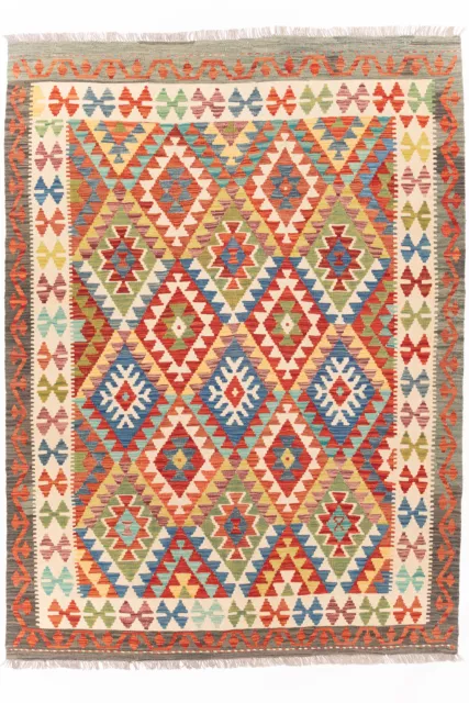 Kelim Teppich handgewebt Schurwolle Webteppich Orient 242 x 178 cm Unikat