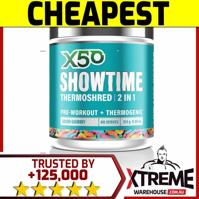 X50 Showtime 2In1 60Srv //Thermoshred Pre Workout Fat Burner Green Tea Oxy Shred