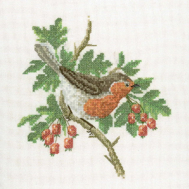 Kit punto croce contato Heritage Aida "Robin (A)", DMRB381-A, 17,5x16cm, fai da