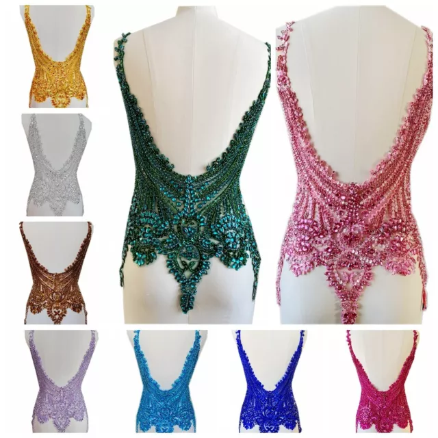 Zbroh Handmade rhinestones lace applique sew on beads sequins trimming patches