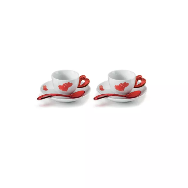 Set 2 tazzine caffè con piattino guzzini love 11410065 rosso