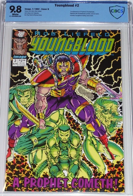 Youngblood #2 CBCS 9.8 July 1992 1st Prophet & Shadowhawk appearance. Green Logo