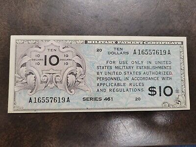 USA  10 Ten Dollars Military Payment Certificate MPC Series 461 $10 Note Bill